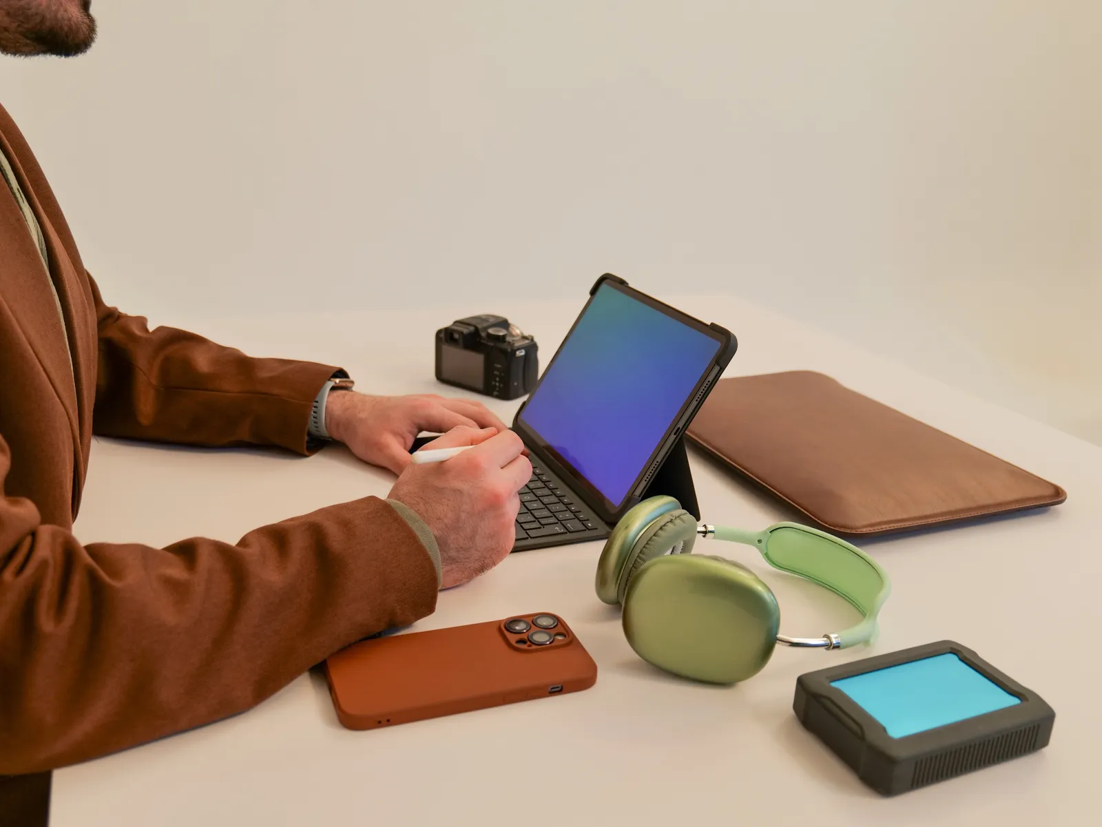 A marketer onboarding first-party data on a tablet at their desk
