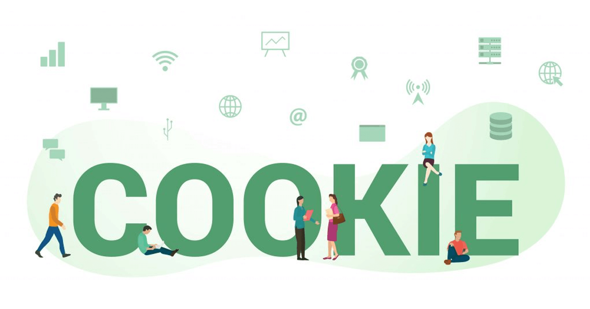 An illustration depicting different elements and icons of web cookies